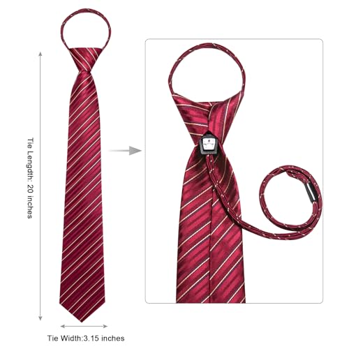 Image of Hi-Tie Zipper Ties for Men Pre-tied Tie Set Lapel Pin Pocket Square and Cufflinks Formal Business Wedding Adjustable Necktie