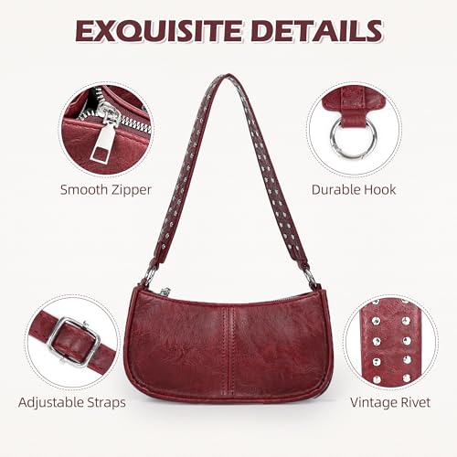 Shoulder Bag for Women Cute Trendy Purse 90s Y2k Bag Vegan Leather Handbags Crossbody Bag with 2 Removable Strap4