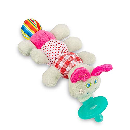 Image of Caterpillar Stuffed Animal Detachable Pacifier Holder, Latex-Free Soother with Stuffed Toy, Calming and Easy to Clean Baby Stuff, Newborn Pacifier- BabyLuv