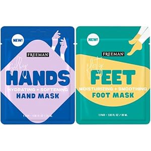 Freeman Flirty Feet Foot Mask & Silky Hands Hand Mask Set – Moisturizing Socks with Coconut Oil & Mint Extract + Hydrating Gloves with Coconut Oil & Rose Extract