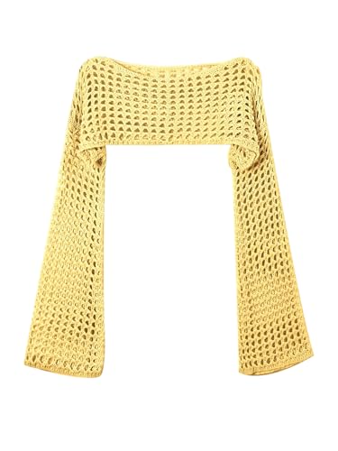 Verdusa Women's Crochet Shoulder Shrugs Summer Lightweight Hollow Half Sleeve Cardigan Grunge Clothes