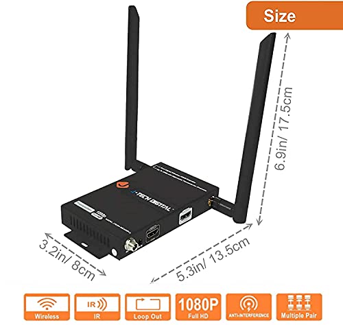 J-Tech Digital Wireless HDMI Extender 1X2 up to 200ft 1080P with HDMI Loop Output IR Passthrough (1TX + 1RX) - Thumbnail 2