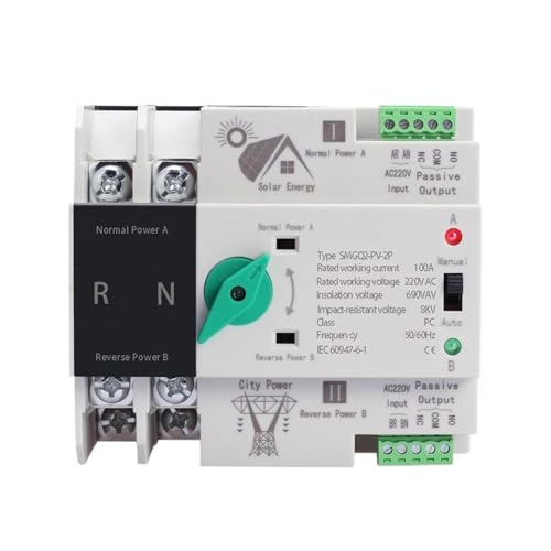 Interrupteur de transfert automatique 2P 3P 4P 100A sur rail DIN