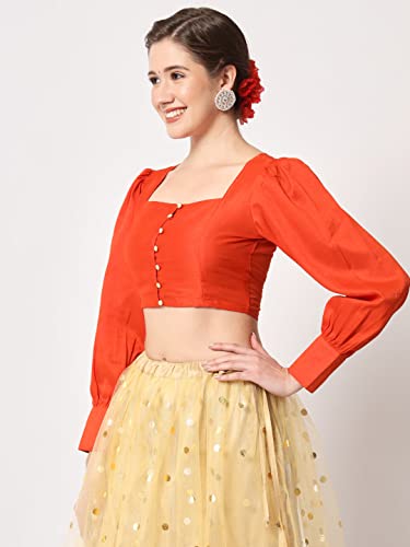 Image of studio rasa Chroma Button Down Shirt Style Blouse Crop Top for Women Girls Casual Party