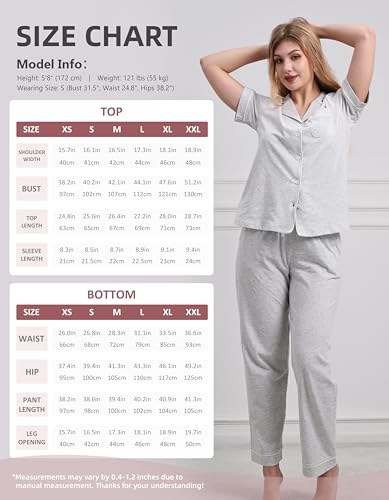 Image of NAP BOUND 100% Cotton Women's Pajama Sets Short Sleeve Button Down Soft Pjs 2 Piece Lounge Set with Pocket Nightwear XS-XXL