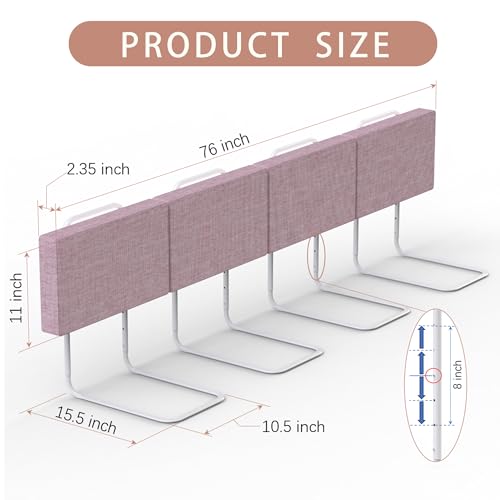 Image of Bed Rail, Bed Bumper for Toddlers, Kid, 78.7 Inch Bed Side Rails Safety for Queen, King, Full, Twin, Bunk, Dorm Beds to Prevent Falls, Bed Barrier for Dogs, Easy Installation (Pink, 4 Packs)