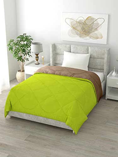 Image of Clasiko Reversible Single Bed Comforter; 60x90 Inches; 200GSM; Taupe & Green