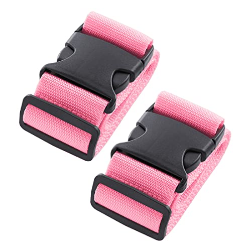 Image of 2pcs 74″x2″Luggage Straps for Suitcases,Adjustable Suitcase Straps and Heavy Duty Strap Buckle Packing Straps Travel Accessories,Fluorescent Pink