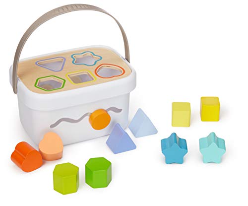 Amazon Basics Wooden Shape Sorter and Rainbow Stacker Classic Baby Toy Set-Sorting Play for Infants Age 12M+, Medium, Multicolor by Amazon Basics - Image 2