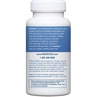 Instaflex Joint Support Supplement for Men and Women - Glucosamine, MSM, White Willow, Turmeric, Ginger, Cayenne, Hyaluronic Acid - 180 Capsules