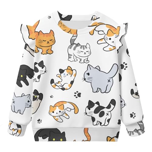 Long Sleeve Shirts for Girls 1-8 Clothes Toddler Crewneck Sweatshirt for School Athletic Fall Tops