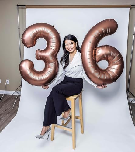 Image of Dark Brown Number 16 Balloon 40 inch, Coffee Brown 16 Number Balloons, 16th Birthday Decorations, Chocolate 16 Year Old Dark Brown Party Supplies