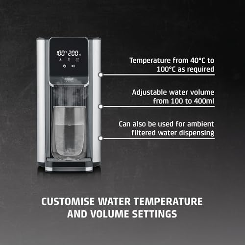 CASO Hot 6 Advanced Turbo Hot Water Dispenser, Water Heater with 13 Temperatures 40-100°C, 2.5L Tank, Hot Water in Seconds, One Cup Kettle Alternative, Uses 50% Less Energy than Kettles, Water Filter