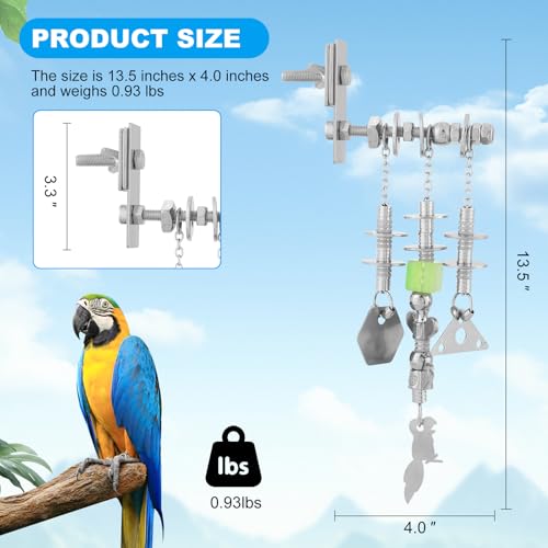 Image of Lulu Buddy's Indestructible Metal Parrot Chew Toy - Swing Links & Melodic Chains for Macaws, African Greys, Amazons - Stainless Steel Cage /Outdoor Enrichment for Intelligent Large Parrots (LB-QG-901)
