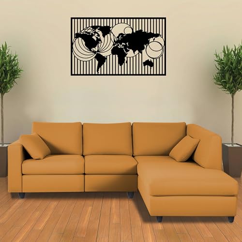 Image of Florian RHS 4 Seater L Shape Sofa Set for Living Room (Orange Fabric) Premium Fabric Sofa