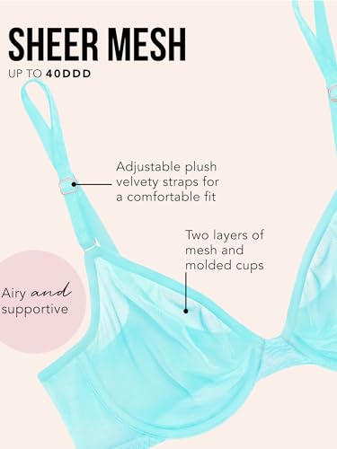 Image of Smart & Sexy Women's Sheer Mesh Demi Underwire Bra - See Through Bras