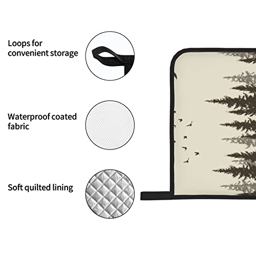 Oven Mitts And Pot Holders Sets Of 4 Deer In The Forest Cabin Fog Bird Mountain Hunting Yellow And Coffee Country Moose Polyester Oven Mitts With Oven Gloves And Hot Pads Potholders For Kitchen Bbq #TOP5