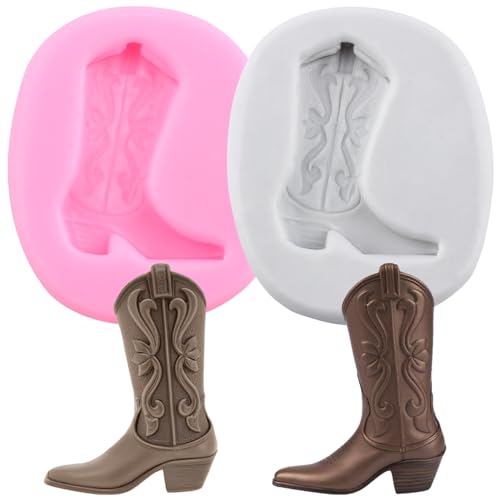 RFGHAC Cowboy Boot Fondant Mold Cowboy Boot Silicone Molds Set Of 2