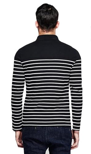 Image of fanideaz Branded Mens Cotton Stripe Polo Full Sleeve T-Shirt