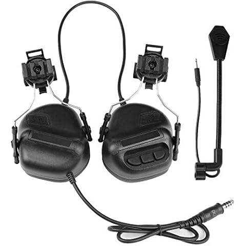 Tactical Helmet Headset, Electronic Shooting Earmuff, Shooting Ear Protection Noise Reduction Sound Amplification Electronic Safety Ear Muffs with Detachable Microphone, Ideal for Shooting and Hunting Cover