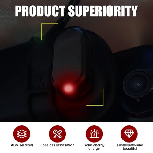 leediga 2 PCS Car Solar Alarm with USB Port, 1.96In x 0.98In x 0.59In ABS Vehicle Strobe Warning Light Accessories, Universal Anti-Theft LED Flashing Security Light for Truck SUV Car (Red)