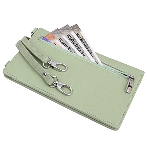 Image of URBAN FOREST Ruby Mint Green Leather Wallet for Women