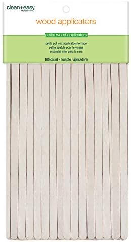 Clean + Easy Petite Waxing Sticks for Facial Waxing | Wood Applicator Spatulas for Hair Removal, 100 count
