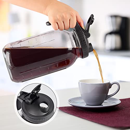 Cafeteira gelada Cold Brew Mason, vidro durável, 1,9 litro, com alça e filtro de aço inoxidável para