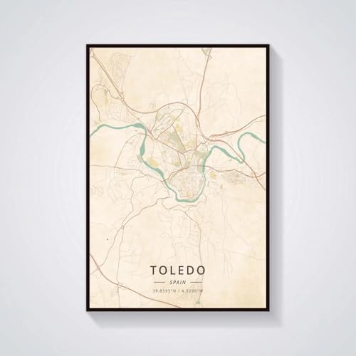 Affiche de Tolède carte abstraite pour déco de maison chic