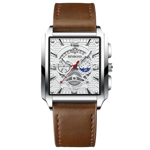 ⌚【Configurazione di alta qualità】- Questo orologio è pieno di trama e ottima lavorazione. Il movimento del quarzo importato dal Giappone, continua a lavorare a lungo. Ci sono cinturini in acciaio inossidabile e pelle tra cui scegliere per adattarsi alle tue preferenze.