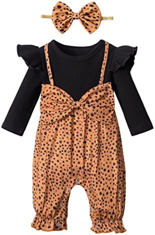 Queenstyle 0-3 Months Baby Clothes Girl Jumpsuit Romper Long-sleeved Ribbed Bodysuit Cotton Polka Dot Cute Baby Clothes Outfits