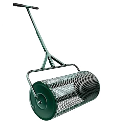 TAYTHI ハンドスプレッダー 肥料散布機 メタルメッシュ芝生堆肥散布機 表土散布機 追肥散布機 Tハンドル付芝生散布機 堆肥散布機 防錆肥料散布機 植付・播種用散布機 (Tハンドル-L,グリーン)