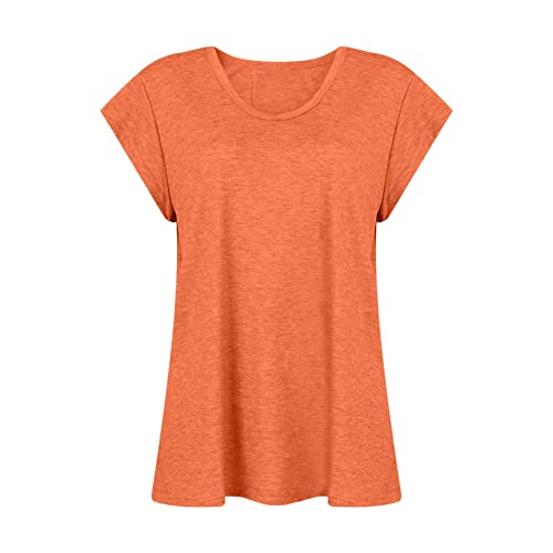 Womens Tank Tops Womens' Cap Sleeve Casual Loose Fit Basic Shirts Tank Tops Workout Tops For Women Boho Tops For Women B-Orange #TOP3