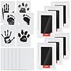 WHEELIO Baby Handprint and Footprint Kit, 6 Baby Handprint Ink Pads with Clean-Touch, 12 Imprint Cards (Black)