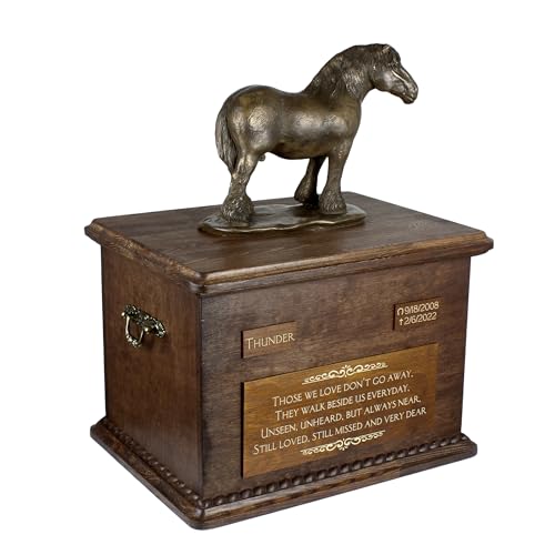 Mémorial équestre grande urne pour cheval de trait belge et percheron en bois - 4