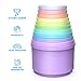 Stacking Cups Toy for Toddler, Modern Design with Numbers, Letters, Patterns, Pastel Colors + FREE Bonus Squirting Baby Bath Toy & Bear Head Shaker, Fun Educational Toys for 6 Months +, 1 2 3 years