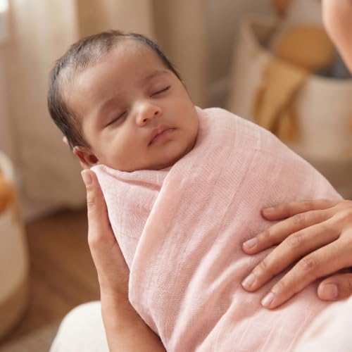 Image of The White Cradle Muslin Swaddle for Newborn Baby, Organic Cotton Wrap Powder Pink