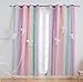 Yancorp Curtains for Girls Bedroom Kids Room Curtain Colorful Window Nursery Curtain 63 inches Length Room Darkening Grommet 2 Layers (Green Pink Purple, W52 X L63)