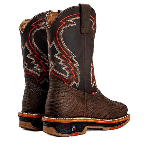 KW-Venom Exotic Python Print 10" Men's Leather Western Work Boot, Soft Toe, Square Toe Slip resistant4