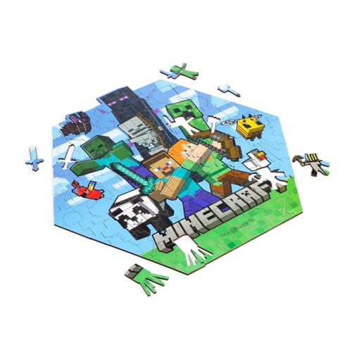 Puckator Minecraft Creeper Puzzle en Forme de 130 pièces – Puzzles de Planches pour Adultes, Enfants, Hommes, pièces – Jeu de mémoire Familial – Puzzles