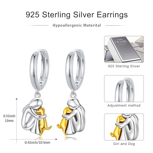 Image of 925 Sterling Silver Dog Earrings Cute Animal Puppy Stud Earrings Dog Jewelry Gifts for Women Girls Pet Lover Hypoallergenic Earrings for Sensitive Ears