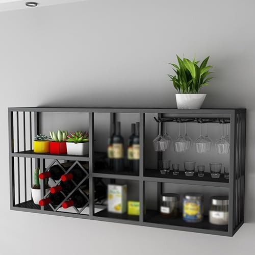 Soporte para botellas de vino industrial de hierro negro miniatura 4