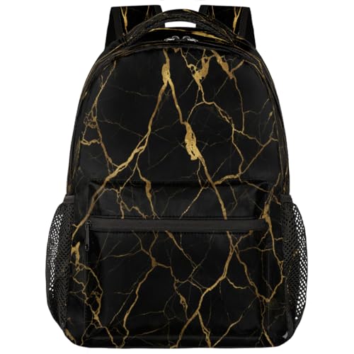 Mochila escolar de mármol negro para portátil de 15.6 pulgadas de hombres y mujeres
