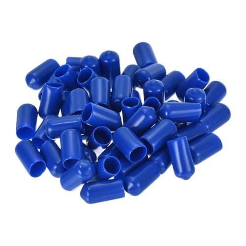 uxcell 50pcs Rubber End Caps 8mm(5/16 inch) ID Vinyl Round Tube Bolt Cap Cover Screw Thread Protectors Blue