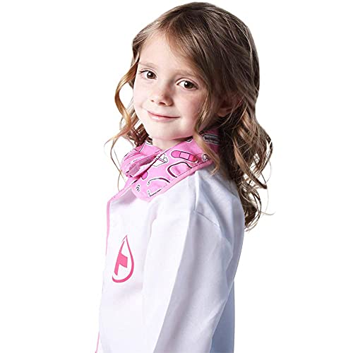 Bata y máscara de doctor para niños rosa y blanco de 2-4 años miniatura 4