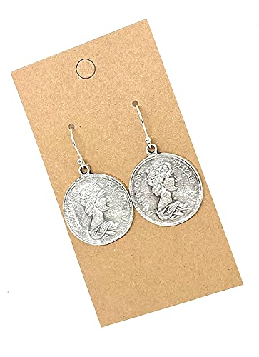 Vintage Look Coin Charm Dangle on Sterling Silver Earrings4