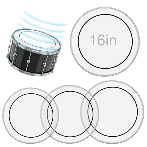 4 Pack Clear Tom Drum Heads 10' 12' 14' 16', Double Ply Drum Head Replacement Kit, Standard Sizes...