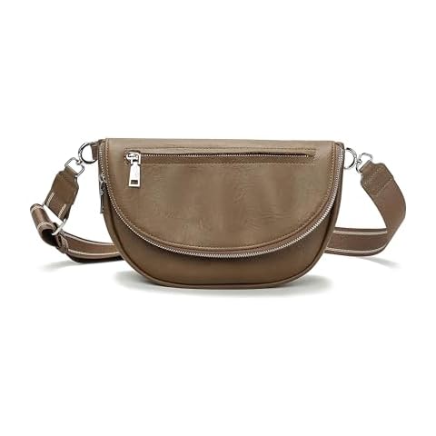 Crescent Bag for Women and Men, Fashion Medium PU Leather Folding Crescent Moon Bag Single Shoulder Bag with Adjustable Strap (Z-PU-Coffee color) Cover