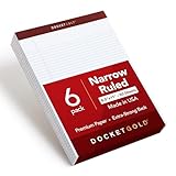 TOPS Docket Gold Writing Tablet, 8-1/2 x 11-3/4 Inches, Perforated, White, Narrow Rule, 50 Sheets per Pad, 6 Pads per Pack (63942)