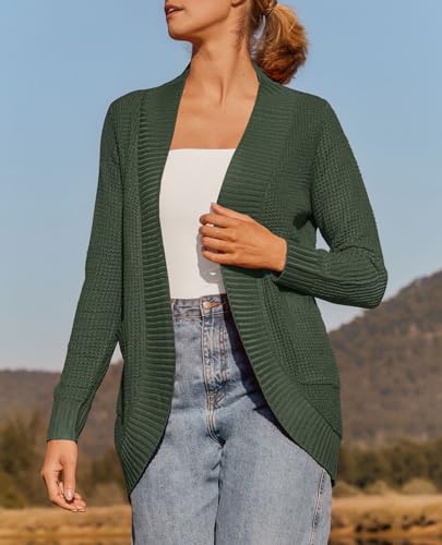 ZESICA Women's Fall Winter 2025 Long Sleeve Open Front Casual Lightweight Soft Knit Cardigan Sweater Outerwear3